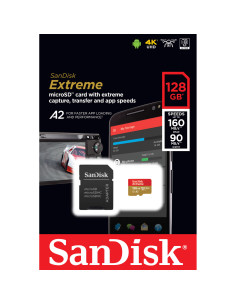 SANDISK MicroSDXC Extreme 128GB 160/90MB/s A2 C10 V30... 2