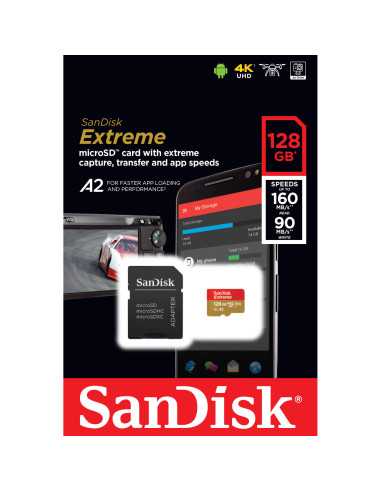 SANDISK MicroSDXC Extreme 128GB 160/90MB/s A2...