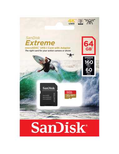 SANDISK MicroSDXC Extreme 64GB 160/60MB/s A2...